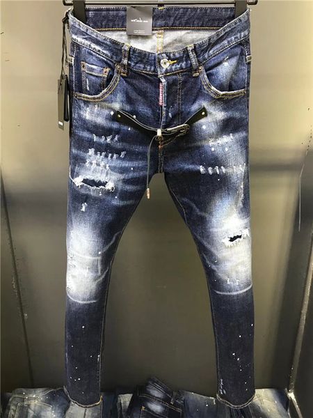 

mens casual straight jeans casual business jeans retro slim skinny jeans fashion designer men hip hop skin-friendly denim sashes pants, Blue