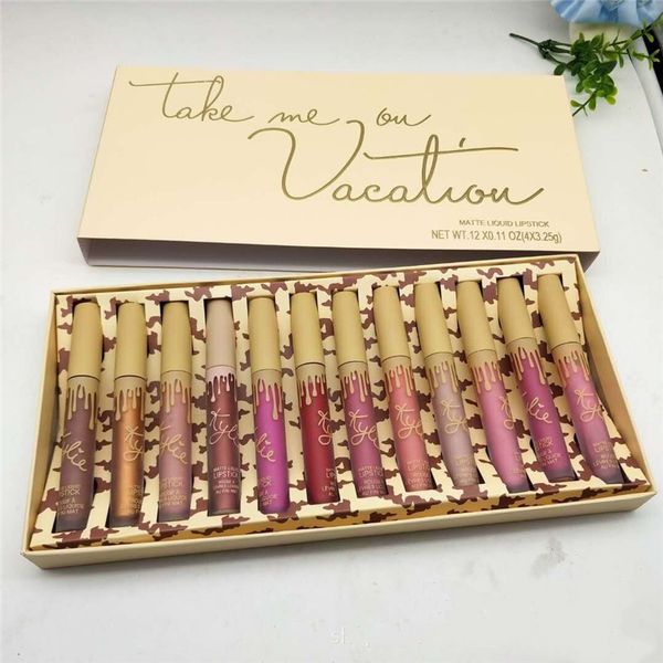 

kylie black butterfly lipgloss fall & take me on ky shadow storm 12 colors matte liquid lipsticks cosmetics 12 pcs lipgloss lip gloss set, Blue;pink