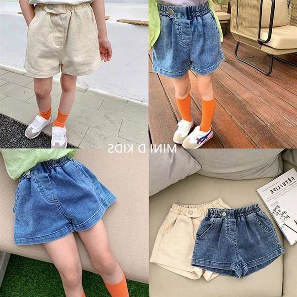 

children's denim shorts 2020 summer korean style girls' foreign style all-match children's casual shorts casual pants baby pa, Blue
