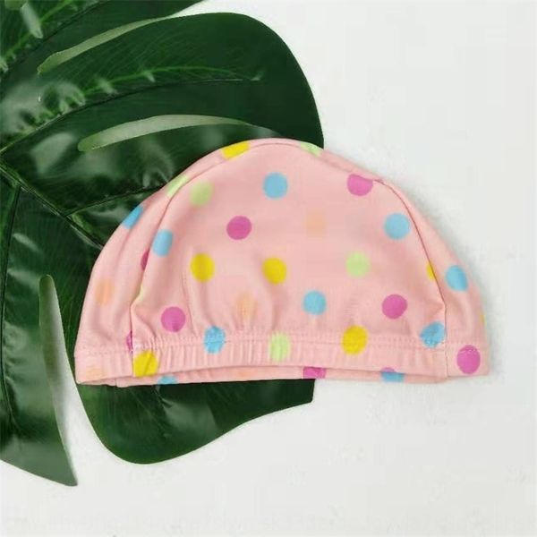 

dh8pu 2019 new pink colored swimming cap dot women's children's universal waterproof breathable hair care high elasticity swimming