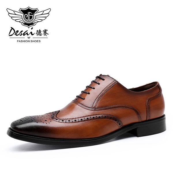 

desai leather shoes men fashion slip on handmade autumn spring dress formal oxford garden shoes work daily 2020 new arrival, Black
