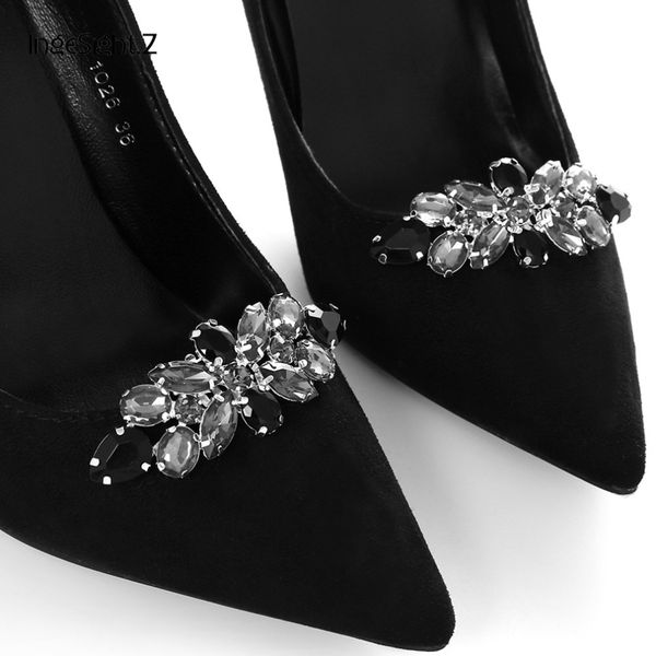 

ingesight.z 2 pieces elegant glass drill shoe decoration fashion women anklet charm crystal shoe clip wedding prom accessories t200714, Red;blue