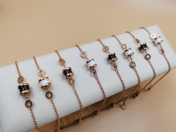 

women's bracelet 2019 fashion classic sterling silver platinum gold imported ceramic chain, Black