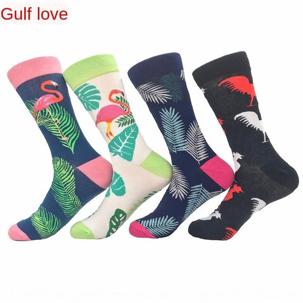 

new couple men's socks flamingo cartoon animal colorful couple socks, Pink;yellow