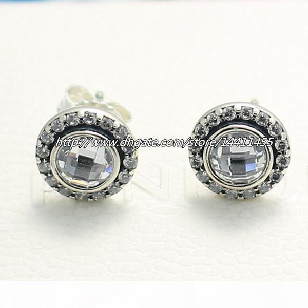 

2015 100% 925 sterling silver brilliant legacy with clear cz stud earrings fits european designer jewelry, Golden;silver