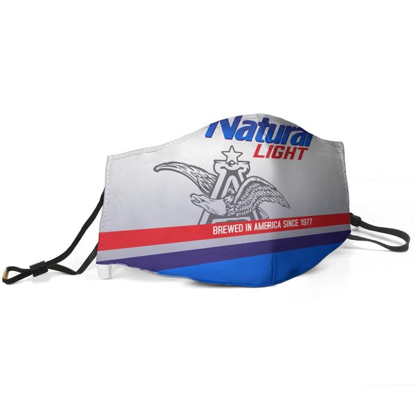 

women men face mask dust mask muffle -g-natural light beer brewed in america since 1977 printed with adjustable ear hook mas, Silver