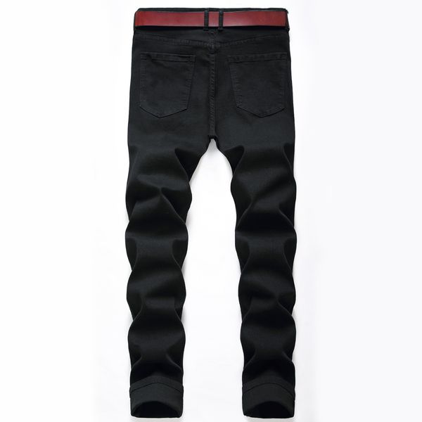 

2020.7.22new fashion men black jeans skinny ripped stretch slim west hip hop swag denim motorcycle biker pants jogger, Blue