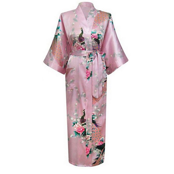 

novelty chinese silk satin robes women's long nightwear casual bath gown flower pijama feminino plus size s to xxxl nr064, Black;red