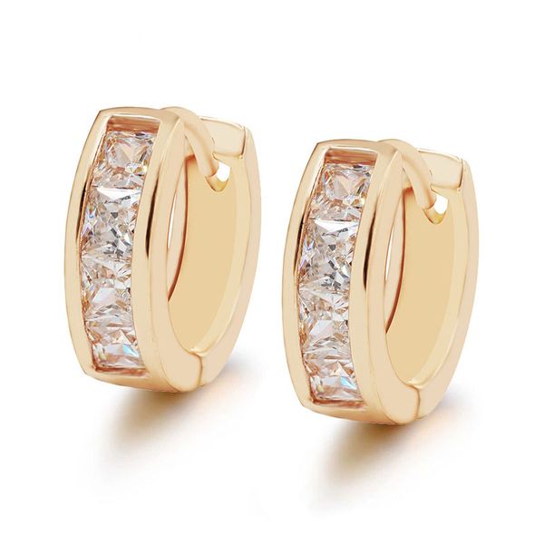 

2020 plated hoop earrings jewelry for women square zircon with evironmental copper, Golden;silver