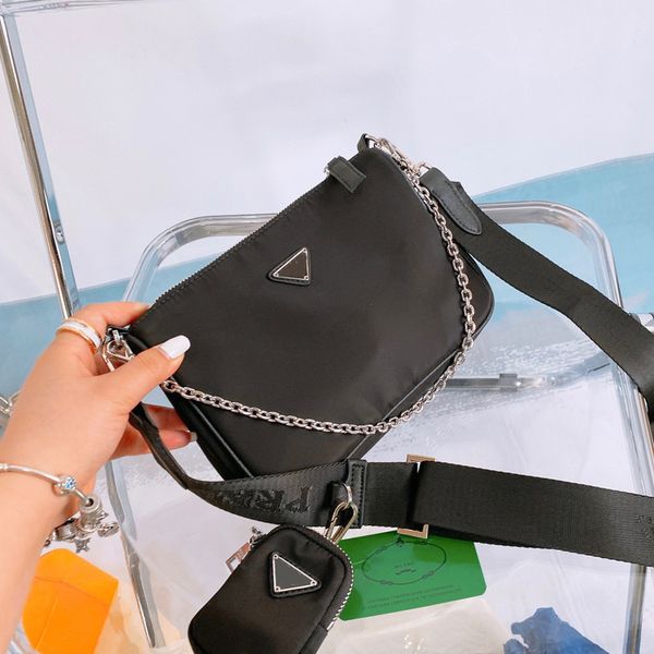 

ts 3 in 1 hobo nylon crossbody bag mens women ladies square shoulder bag fashion street casual black handbags purses tsysbb586