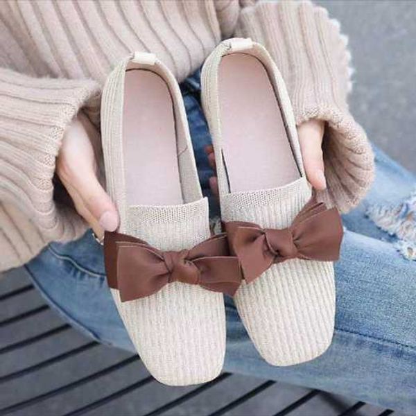 

bowknot net surface breathable leisure soft bottom spring and autumn new fashion casual shallow mouth women with single shoe, Black