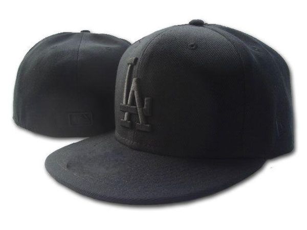 

new fashion la royal blue fitted hat flat brim embroiered logo fans baseball hats size la on field full closed designer hats caps men, Blue;gray