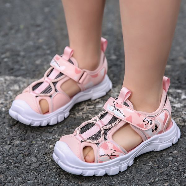 

2020 new girls' medium and large sandals children's shoes anti-skid wear-resistant baotou sandals boys' beach children's, Black;red