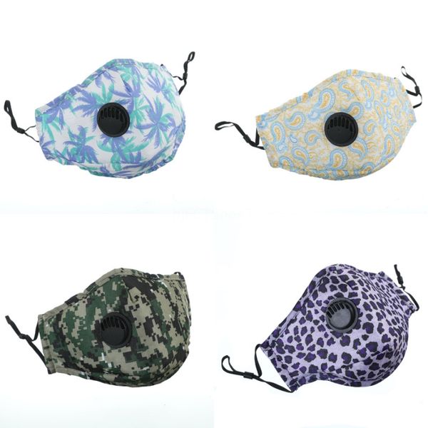 

washable face mask elastic mascherine mouth masks camo print designer printed 2 layer earloop dust filtrition face mask for man #311#192, Black