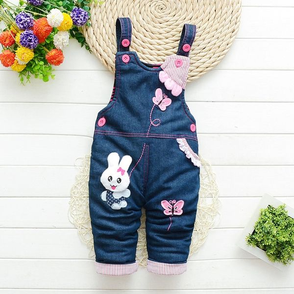 

2020 new korean and baby children's cotton trousers children's denim straps cotton trousers boys and girls, Blue