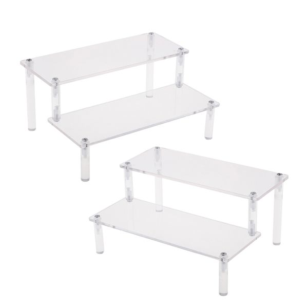 

set of 4 acrylic cosmetic storage rack model display figure stand,2-tier