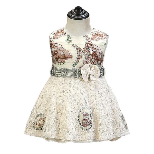 

pretty princess party sleeveless cartoon embroidery dresses toddler kids baby girls knee-length dress 3-18m, Red;yellow