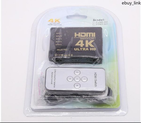 

new arrival 4k hdmi splitter switch adapter 5 port hdmi adapter switcher ultra hd hdcp switch selector splitter hub remote usb cable