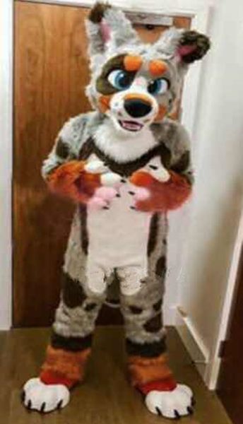 

husky dog mascot costume role-play cartoon wolf costume walking suit, Red;yellow