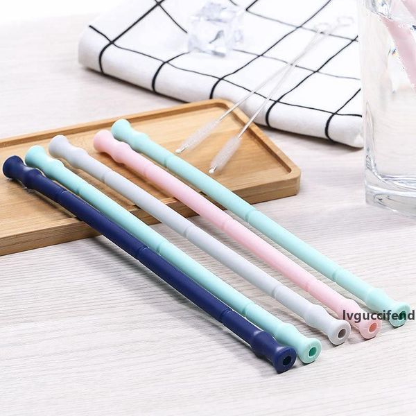 

reusable drinking straws washable food grade silicone drink straws with cleaning brushes in box