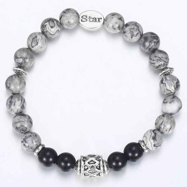 

map stone beaded bracelet for men stainless steel charm bracelet male jewelry valentines gifts for men dropshipping hdb34, Black