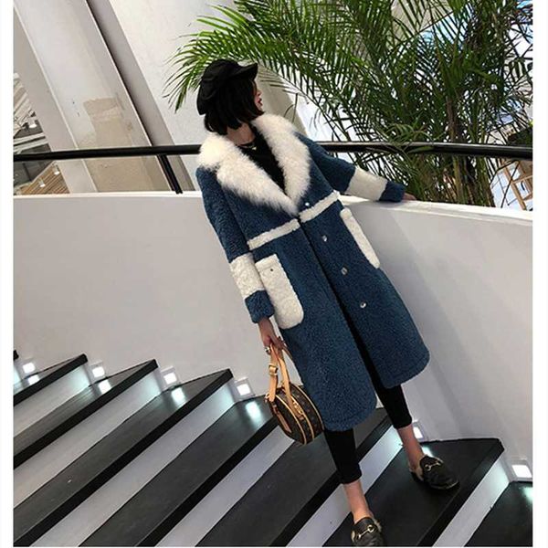 

2020 autumn and winter new fur lamb hair soft and comfortable long loose casual windproof warmth slim slim women's coat, Black