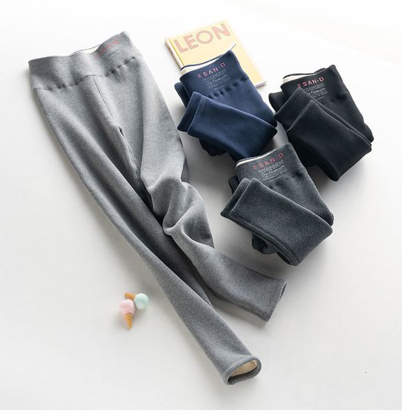 

solid new casual womens warm leggings high elastic waist winter plus velvet thicken soft elastic comfortable lamb cashmere slim pants, Black