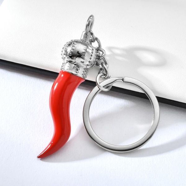 

mini red small chili keychain cute red pepper key ring for gift, Silver