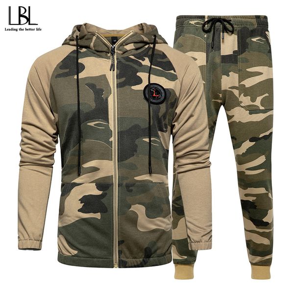 

tracksuit мужчины камуфляж спортивная мужская set outwear весна осень с капюшоном куртка + брючный мужской 2 шт фитнес одежда 4xl, Gray