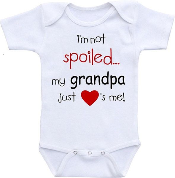 

baby romper newborn boys girls clothes outfits summer children playsuits 0-24m kids outwear mg grandpa print with sticker gift, Blue