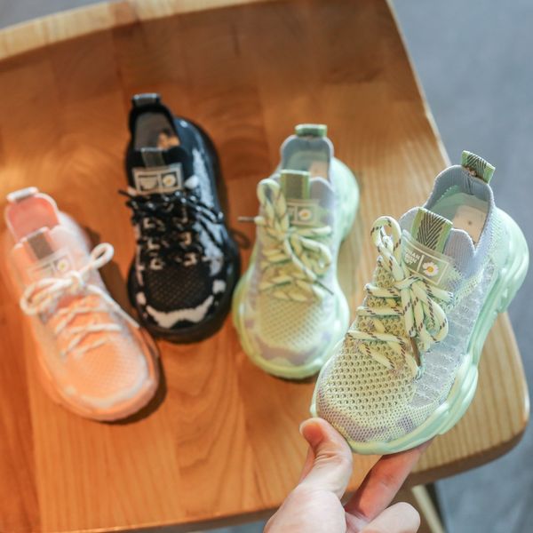 

2020 спортивный shoesearly осенью новый корейский стиль летать тканый спортивную обувь мальчик и девочка студент мягкие нижние дышащие кросс, Black