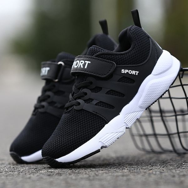 

2020 boys' autumn new fashionable net middle and large children's shoes children's running shoes mesh breathable, Black