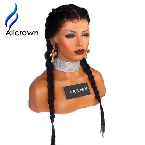 

alicrown glueless full lace human hair wigs silky straight bleached knots pre-plucked remy brazilian hair wigs with baby hair, Black