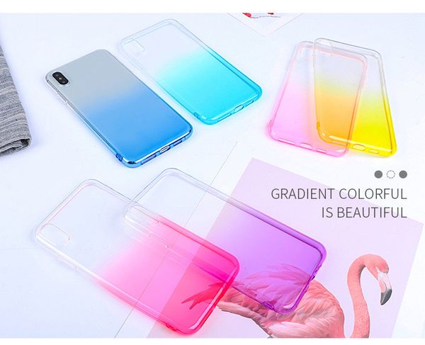 

2020 transparent tpu shockproof fashion gradient dual color phone case for iphone 11 pro max xr xs max 8 plus s10 plus note 10 pro