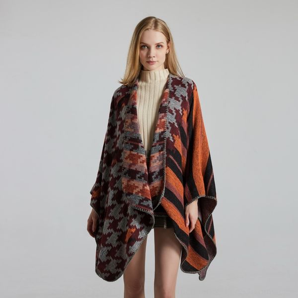 

q8xyt 2020 new street fashion cashmere jacquard cross thickened 2020 new cloak street fashion cashmere warm cloak shawl jacquard cross thick, Blue;gray