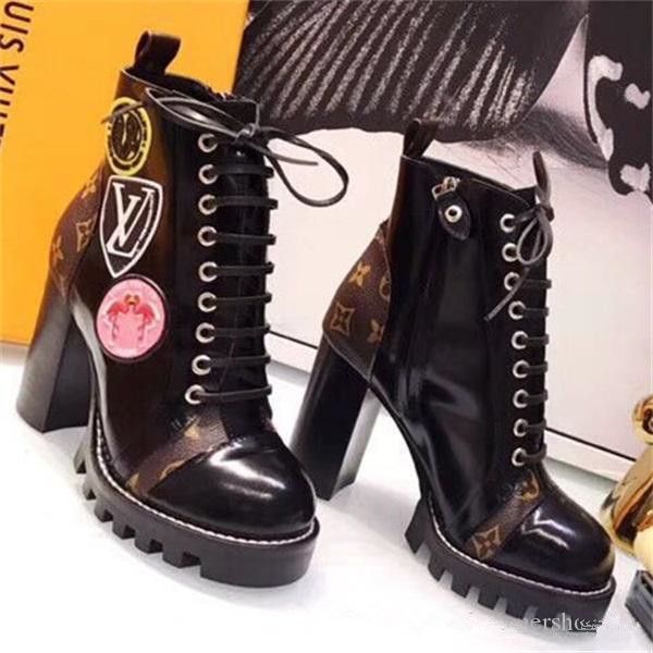 

world tour desert boot women boots platform boot spaceship ankle boots 5cm heel flamingos medal martin boots heavy duty soles with box 35-42, Black