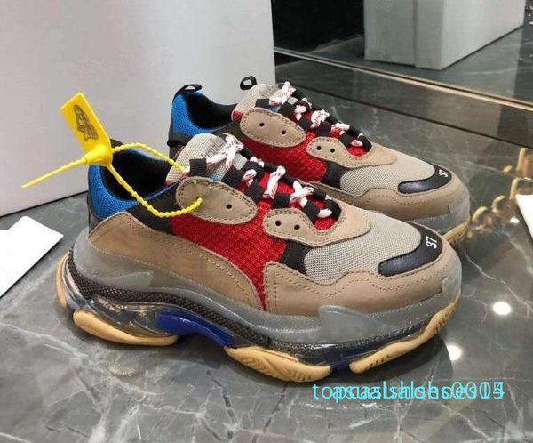 

paris 2019 crystal bottom triple-s leisure shoe dad shoes platform triple s sneaker for men women vintage kanye old grandpa trainer c14, Black