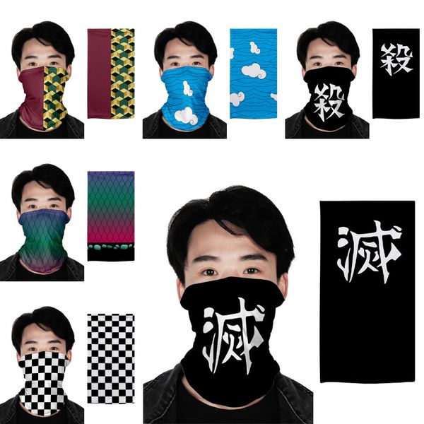 

dropshipping ghost slayer 3d turban outdoor riding cycling face masks wristband bib multi-purpose magic turban protective mask c2602, Black