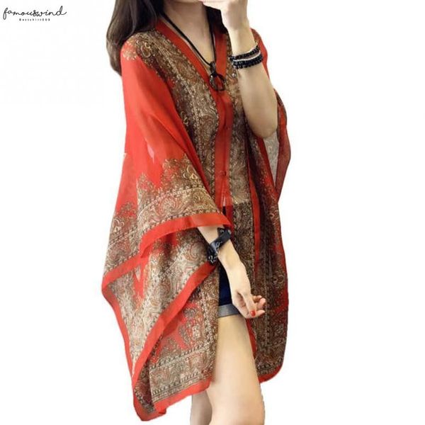 

summer woman blouses chiffon shirts cover ups thin scarf fabala sunscreen shawl loose flower sun protection shawl 10 color, White