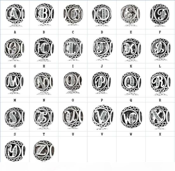 

r moq 26 letter beads silver alphabet carta a -z charm bead fit letter charm bracelet diy w v u z c t berloque diy accessories, Black