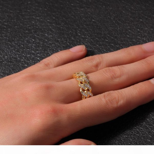 

hip hop сияющего куба цепных кольца 18k real позолоченные роскошное кубический циркон алмазного палец кольцо ювелирного изделия, Silver