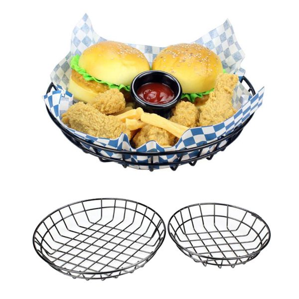 

2x stainless steel fast food baskets restaurant serving for fries chips