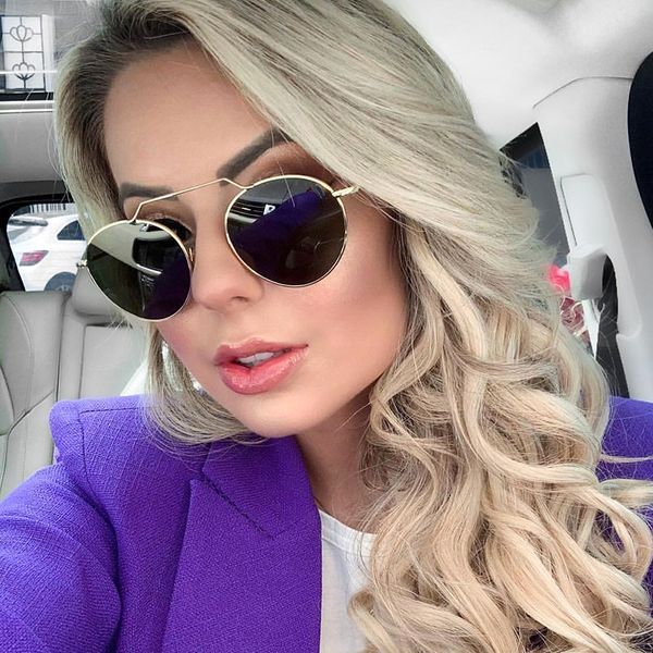 

2020 fashion round metal style tones retro lenses sunglasses classic brand design sunglasses 95563, White;black