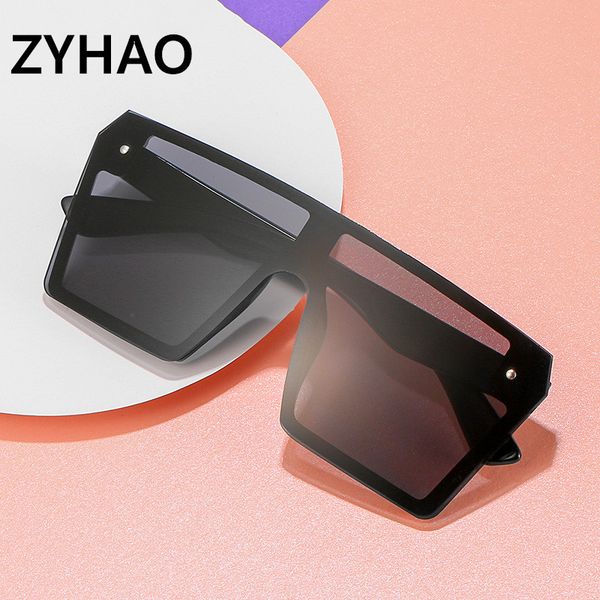 

oversized square sunglasses women 2020 fashion flat black clear lens one piece men gafas shade mirror uv400, White;black