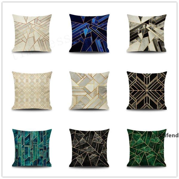 

ins nordic style pillowcase 9 styles marble background geometry pattern sofa cushion cover linen fiber pillow case