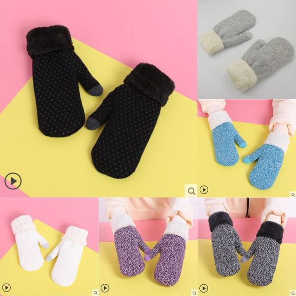 

dufcu rabbit fur female warm bicycle student gloves full finger warm velvet thickened solid color bicycle dispensing anti-slip touch screen