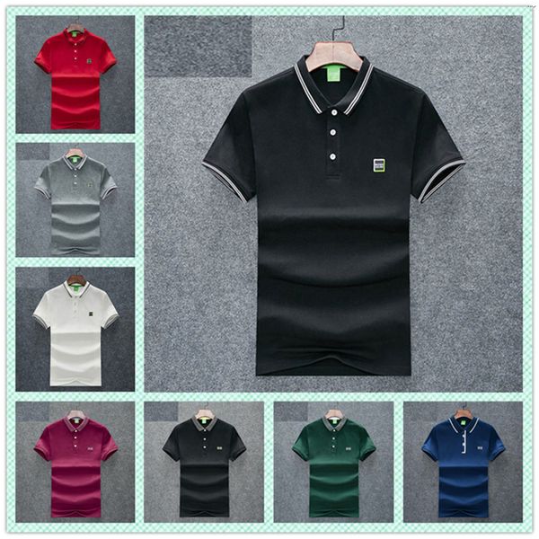 

20ss fashion designer patchwork polos fashion natural color short sleeve polos casual turn-down collar polos males clothing, White;black