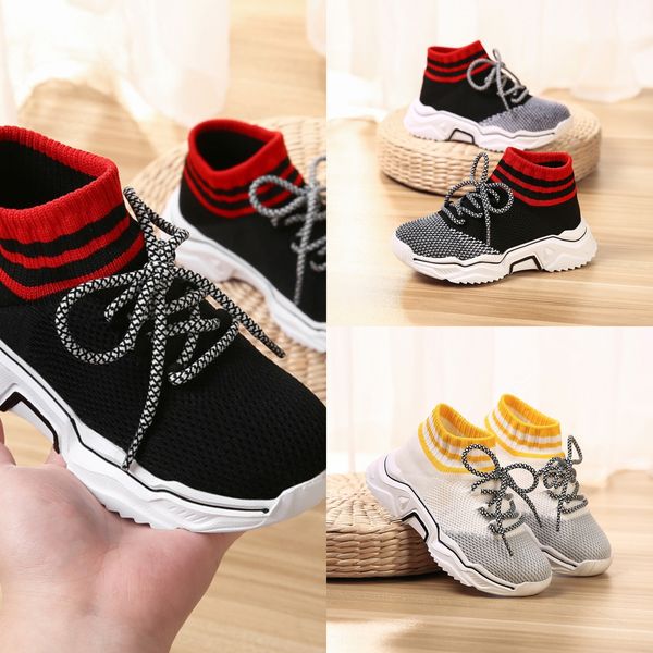 

1hq4u spring new trendy socks 2020 korean style all-match knitted breathable sneakers, and children children's shoes high-sneakers chil, Black