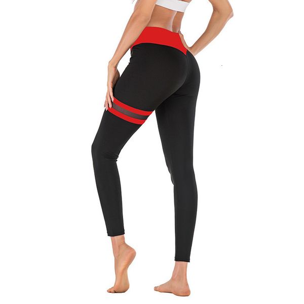 

push up striped leggings women workout clothing high waist leggins female breathable mesh patchwork fitness pants women, Black