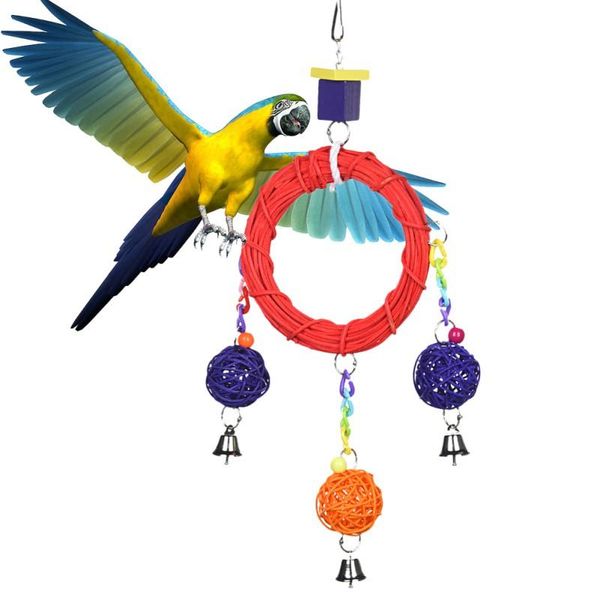 

bird supplies stand rack cage accessories wood parrot swing rattan cirque ball gnawing toys